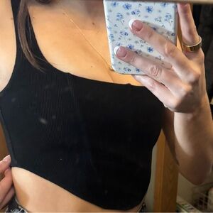 Princess Polly Black Ribbed Tank Top